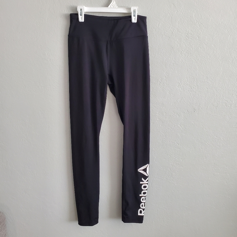 Reebok Womens Yoga/Workout Pants Black Reebok Logo Size Small